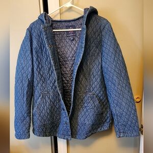 Isaac Mizrahi Live Womens Size Medium Blue Quilted Jacket